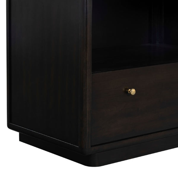 Safavieh Bellabrianna Traditional Single Drawer Nightstand Rich Cherry Wood with Metal Accents Black SFV2238B