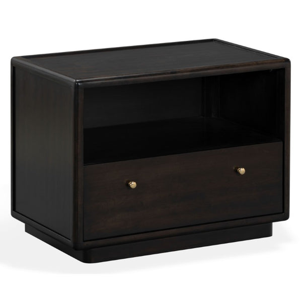 Safavieh Bellabrianna Traditional Single Drawer Nightstand Rich Cherry Wood with Metal Accents Black SFV2238B