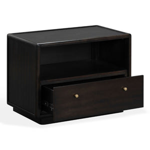 Safavieh Bellabrianna Traditional Single Drawer Nightstand Rich Cherry Wood with Metal Accents Black SFV2238B
