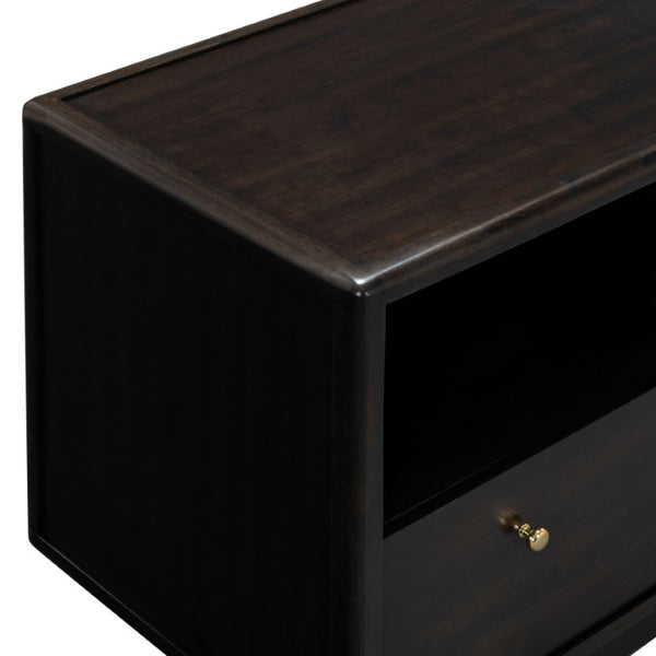Safavieh Bellabrianna Traditional Single Drawer Nightstand Rich Cherry Wood with Metal Accents Black SFV2238B