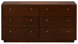 Safavieh Bellabrianna Six Drawer Wide Wood Dresser with Metal Hardware for Traditional Bedrooms Dark Cherry SFV2239A