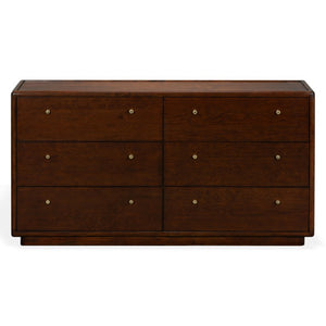 Safavieh Bellabrianna Six Drawer Wide Wood Dresser with Metal Hardware for Traditional Bedrooms Dark Cherry SFV2239A