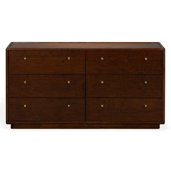 Safavieh Bellabrianna Six Drawer Wide Wood Dresser with Metal Hardware for Traditional Bedrooms Dark Cherry SFV2239A