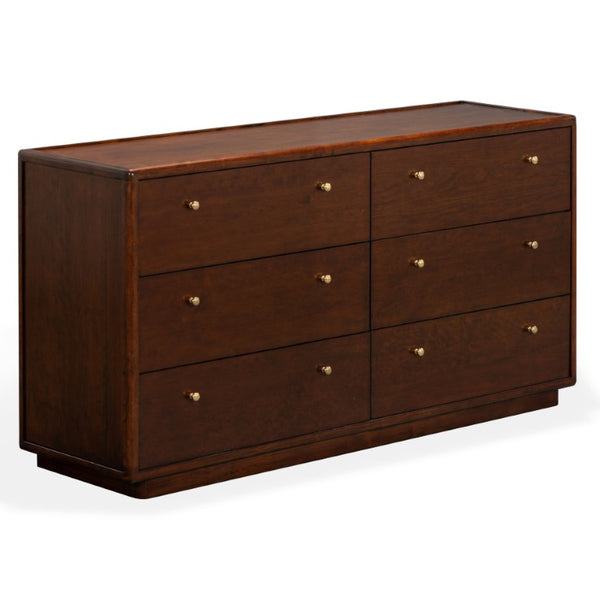 Safavieh Bellabrianna Six Drawer Wide Wood Dresser with Metal Hardware for Traditional Bedrooms Dark Cherry SFV2239A