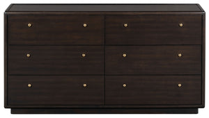 Safavieh Bellabrianna Six Drawer Wide Wood Dresser with Metal Hardware for Traditional Bedrooms Black SFV2239B