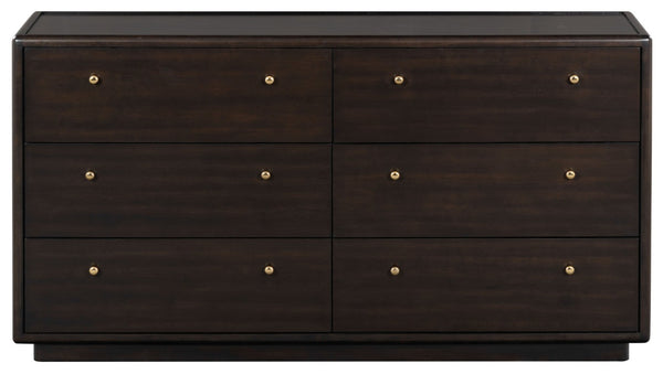 Safavieh Bellabrianna Six Drawer Wide Wood Dresser with Metal Hardware for Traditional Bedrooms Black SFV2239B