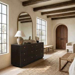 Safavieh Bellabrianna Six Drawer Wide Wood Dresser with Metal Hardware for Traditional Bedrooms Black SFV2239B