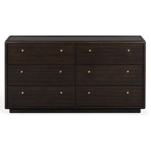Safavieh Bellabrianna Six Drawer Wide Wood Dresser with Metal Hardware for Traditional Bedrooms Black SFV2239B