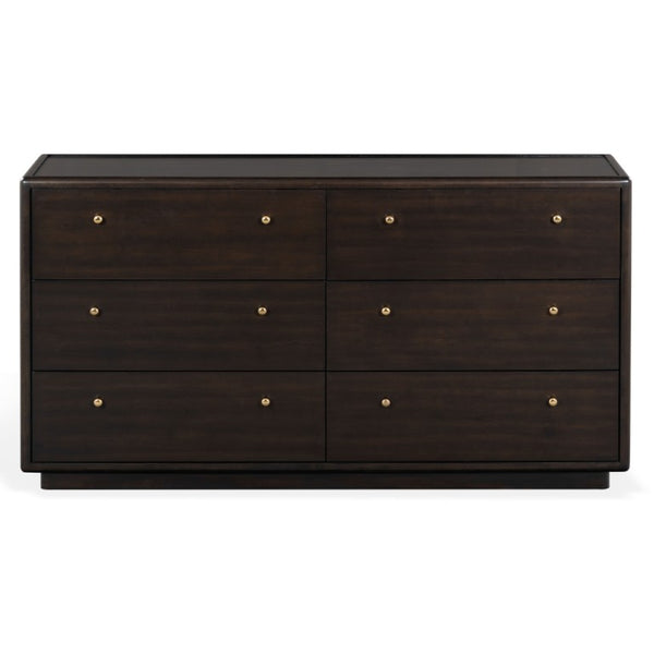 Safavieh Bellabrianna Six Drawer Wide Wood Dresser with Metal Hardware for Traditional Bedrooms Black SFV2239B