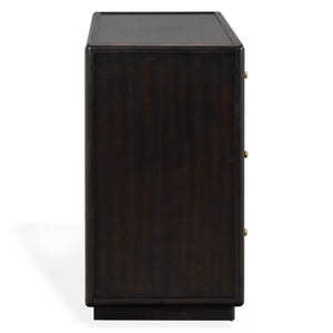 Safavieh Bellabrianna Six Drawer Wide Wood Dresser with Metal Hardware for Traditional Bedrooms Black SFV2239B