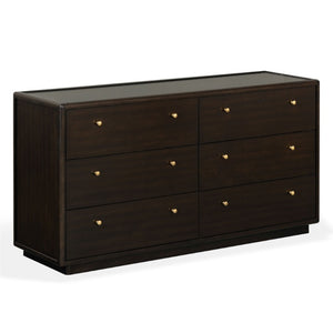 Safavieh Bellabrianna Six Drawer Wide Wood Dresser with Metal Hardware for Traditional Bedrooms Black SFV2239B