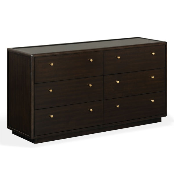 Safavieh Bellabrianna Six Drawer Wide Wood Dresser with Metal Hardware for Traditional Bedrooms Black SFV2239B