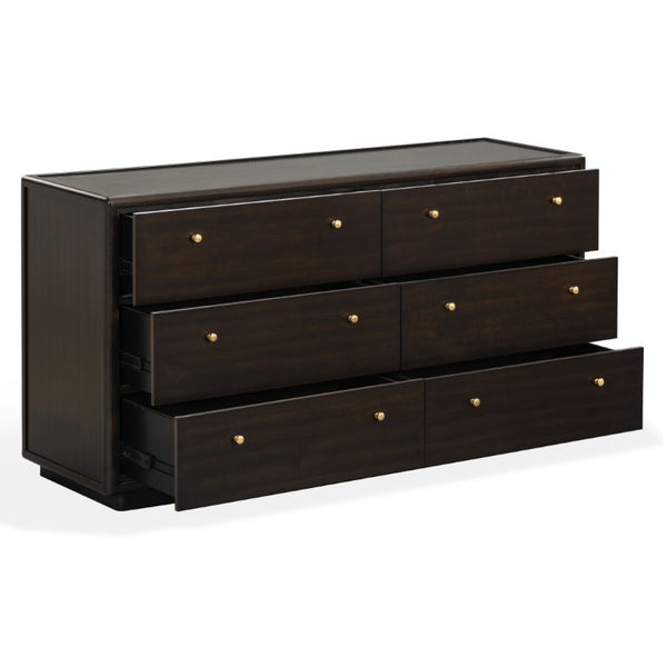 Safavieh Bellabrianna Six Drawer Wide Wood Dresser with Metal Hardware for Traditional Bedrooms Black SFV2239B