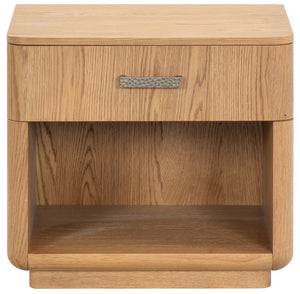 Safavieh Carmilla Wood Nightstand with Hammered Metal Hardware for Industrial Bedroom Decor Brown Oak SFV2240A
