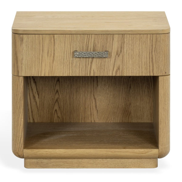 Safavieh Carmilla Wood Nightstand with Hammered Metal Hardware for Industrial Bedroom Decor Brown Oak SFV2240A
