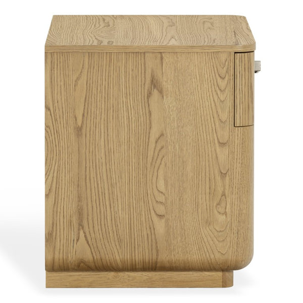 Safavieh Carmilla Wood Nightstand with Hammered Metal Hardware for Industrial Bedroom Decor Brown Oak SFV2240A