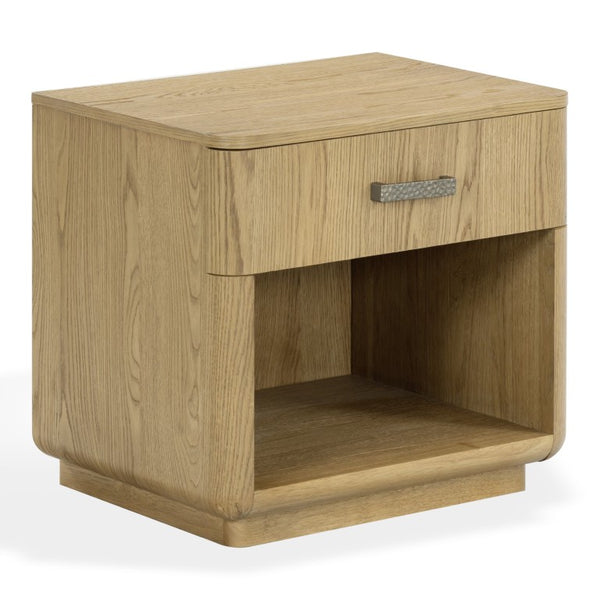 Safavieh Carmilla Wood Nightstand with Hammered Metal Hardware for Industrial Bedroom Decor Brown Oak SFV2240A