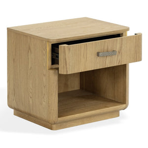 Safavieh Carmilla Wood Nightstand with Hammered Metal Hardware for Industrial Bedroom Decor Brown Oak SFV2240A