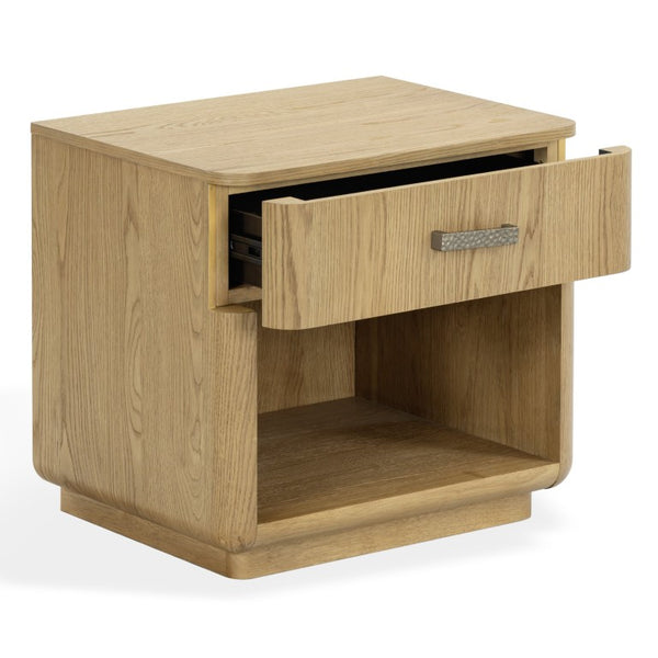 Safavieh Carmilla Wood Nightstand with Hammered Metal Hardware for Industrial Bedroom Decor Brown Oak SFV2240A