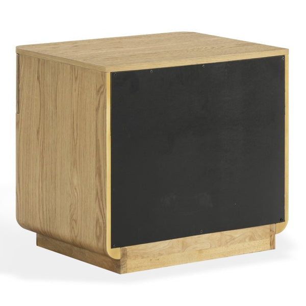 Safavieh Carmilla Wood Nightstand with Hammered Metal Hardware for Industrial Bedroom Decor Brown Oak SFV2240A