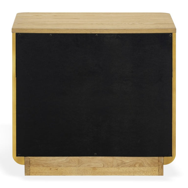 Safavieh Carmilla Wood Nightstand with Hammered Metal Hardware for Industrial Bedroom Decor Brown Oak SFV2240A