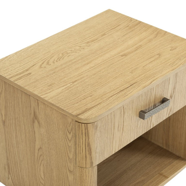 Safavieh Carmilla Wood Nightstand with Hammered Metal Hardware for Industrial Bedroom Decor Brown Oak SFV2240A