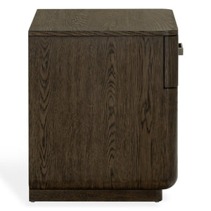 Safavieh Carmilla Wood Nightstand with Hammered Metal Hardware for Industrial Bedroom Decor Dark Brown Oak SFV2240B