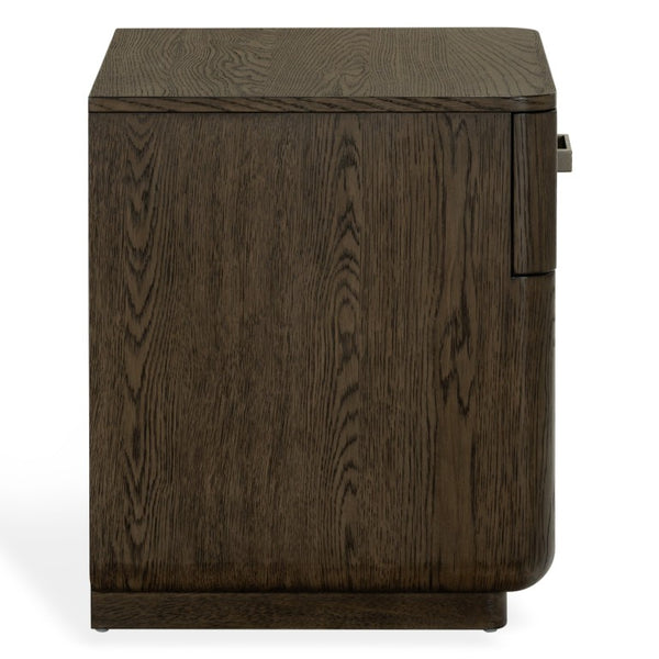 Safavieh Carmilla Wood Nightstand with Hammered Metal Hardware for Industrial Bedroom Decor Dark Brown Oak SFV2240B