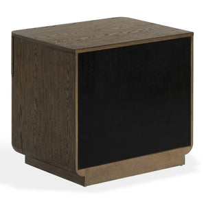 Safavieh Carmilla Wood Nightstand with Hammered Metal Hardware for Industrial Bedroom Decor Dark Brown Oak SFV2240B
