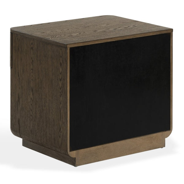 Safavieh Carmilla Wood Nightstand with Hammered Metal Hardware for Industrial Bedroom Decor Dark Brown Oak SFV2240B