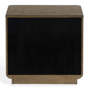 Safavieh Carmilla Wood Nightstand with Hammered Metal Hardware for Industrial Bedroom Decor Dark Brown Oak SFV2240B