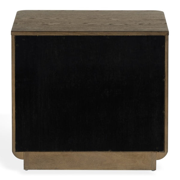 Safavieh Carmilla Wood Nightstand with Hammered Metal Hardware for Industrial Bedroom Decor Dark Brown Oak SFV2240B