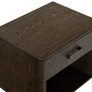 Safavieh Carmilla Wood Nightstand with Hammered Metal Hardware for Industrial Bedroom Decor Dark Brown Oak SFV2240B