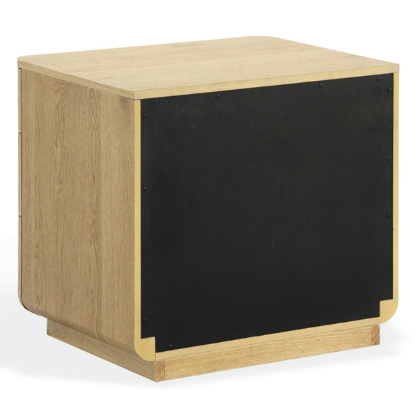Safavieh Carmilla Three Drawer Nightstand with Hammered Metal Hardware and Warm Oak Finish Brown Oak SFV2241A