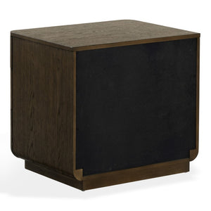 Safavieh Carmilla Three Drawer Nightstand with Hammered Metal Hardware and Warm Oak Finish Dark Brown Oak SFV2241B