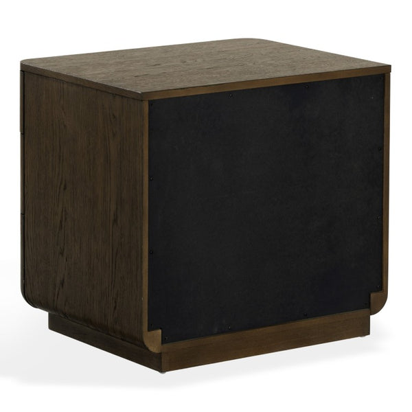 Safavieh Carmilla Three Drawer Nightstand with Hammered Metal Hardware and Warm Oak Finish Dark Brown Oak SFV2241B