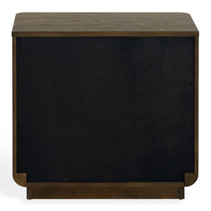 Safavieh Carmilla Three Drawer Nightstand with Hammered Metal Hardware and Warm Oak Finish Dark Brown Oak SFV2241B