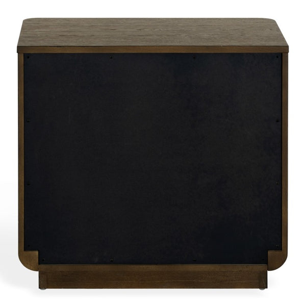 Safavieh Carmilla Three Drawer Nightstand with Hammered Metal Hardware and Warm Oak Finish Dark Brown Oak SFV2241B