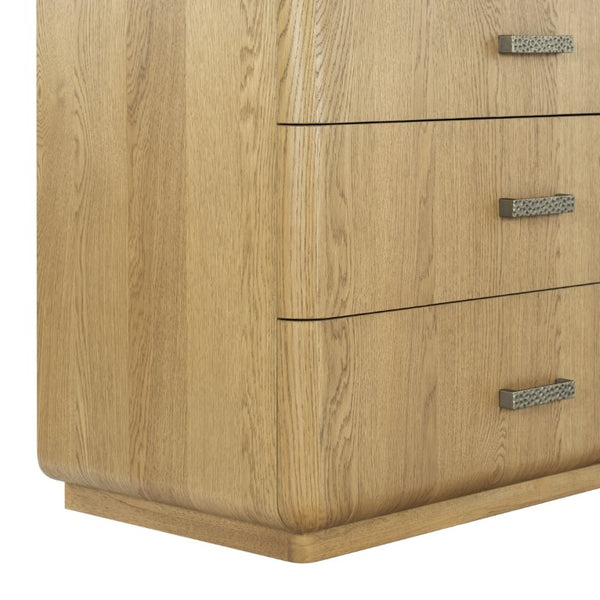 Safavieh Carmilla Six Drawer Dresser with Hammered Metal Hardware and Warm Oak Wood Finish Brown Oak SFV2242A
