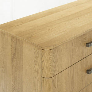 Safavieh Carmilla Six Drawer Dresser with Hammered Metal Hardware and Warm Oak Wood Finish Brown Oak SFV2242A