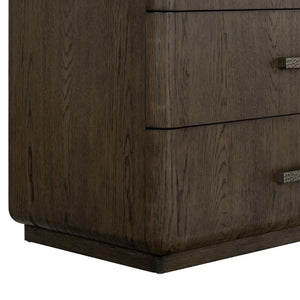 Safavieh Carmilla Six Drawer Dresser with Hammered Metal Hardware and Warm Oak Wood Finish Dark Brown Oak SFV2242B