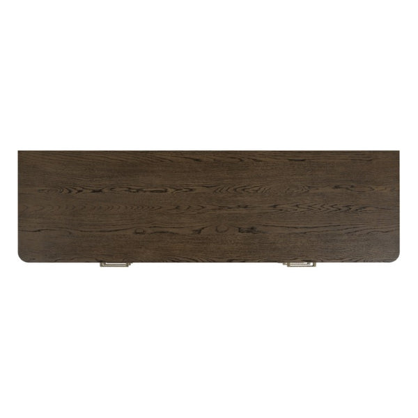 Safavieh Carmilla Six Drawer Dresser with Hammered Metal Hardware and Warm Oak Wood Finish Dark Brown Oak SFV2242B