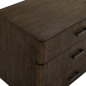 Safavieh Carmilla Six Drawer Dresser with Hammered Metal Hardware and Warm Oak Wood Finish Dark Brown Oak SFV2242B