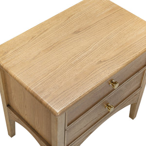 Safavieh Talia Solid Wood Nightstand with Two Drawers Rubber Oak Veneer Bedroom Storage BROWN OAK SFV2243A