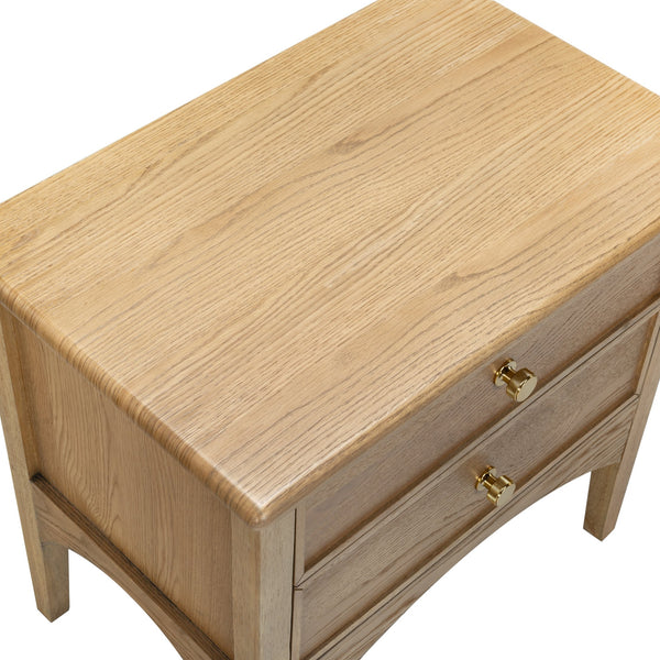 Safavieh Talia Solid Wood Nightstand with Two Drawers Rubber Oak Veneer Bedroom Storage BROWN OAK SFV2243A