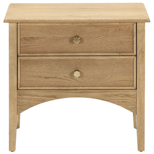 Safavieh Talia Solid Wood Nightstand with Two Drawers Rubber Oak Veneer Bedroom Storage BROWN OAK SFV2243A