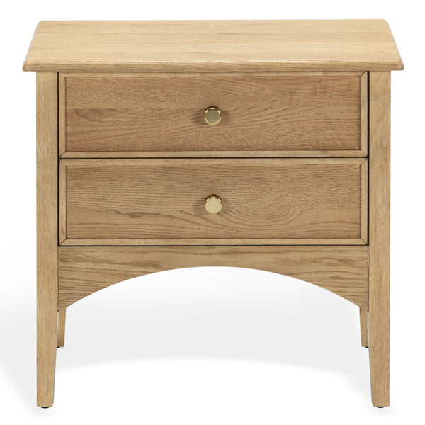Safavieh Talia Solid Wood Nightstand with Two Drawers Rubber Oak Veneer Bedroom Storage BROWN OAK SFV2243A