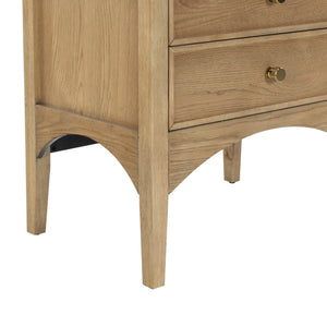 Safavieh Talia Solid Wood Nightstand with Two Drawers Rubber Oak Veneer Bedroom Storage BROWN OAK SFV2243A