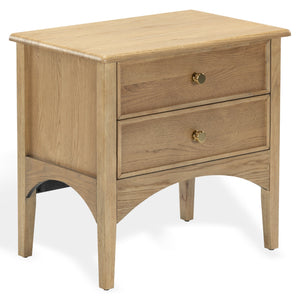 Safavieh Talia Solid Wood Nightstand with Two Drawers Rubber Oak Veneer Bedroom Storage BROWN OAK SFV2243A