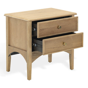Safavieh Talia Solid Wood Nightstand with Two Drawers Rubber Oak Veneer Bedroom Storage BROWN OAK SFV2243A